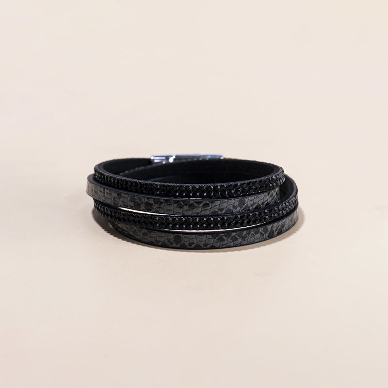 Punk Magnetic Buckle Leather Tide Winding Bracelets