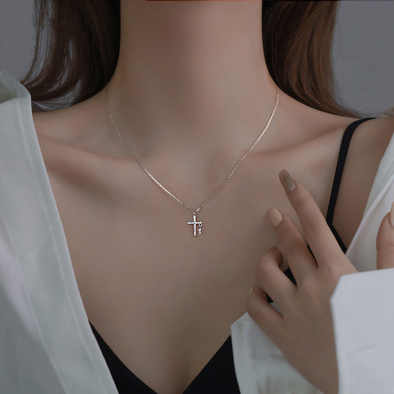 Cross Diamond Inlaid Clavicle Chain Cold Style Necklaces