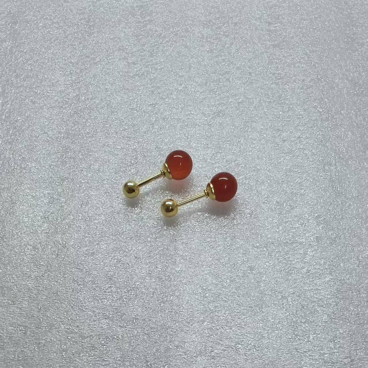 Agate Ear Female Korean Style Ball Round Cake Light Luxury Rings