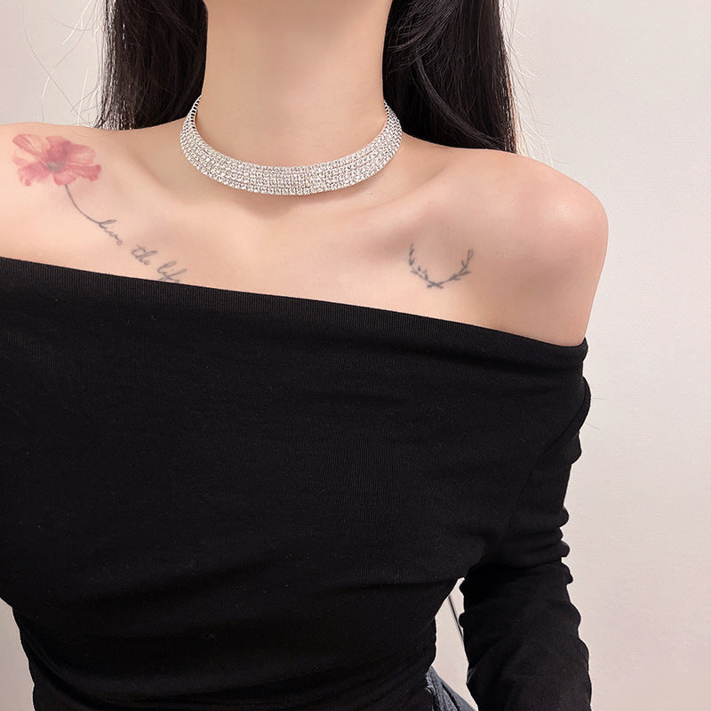 Full Diamond Niche Clavicle Chain Twin Necklaces
