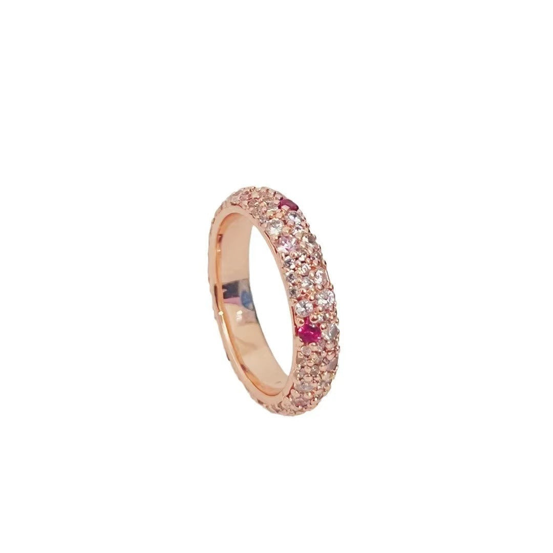 Pink Diamond Open Light Luxury High-grade Index Finger Ring