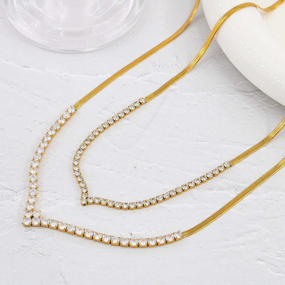 Flashing Dazzling Rhinestone Inlaid Snake Bones Necklaces