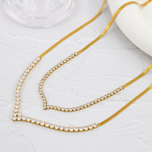 Flashing Dazzling Rhinestone Inlaid Snake Bones Necklaces