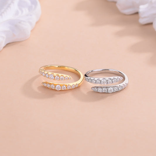 Sterling Sier Female Rhinestone Zircon Double Rings