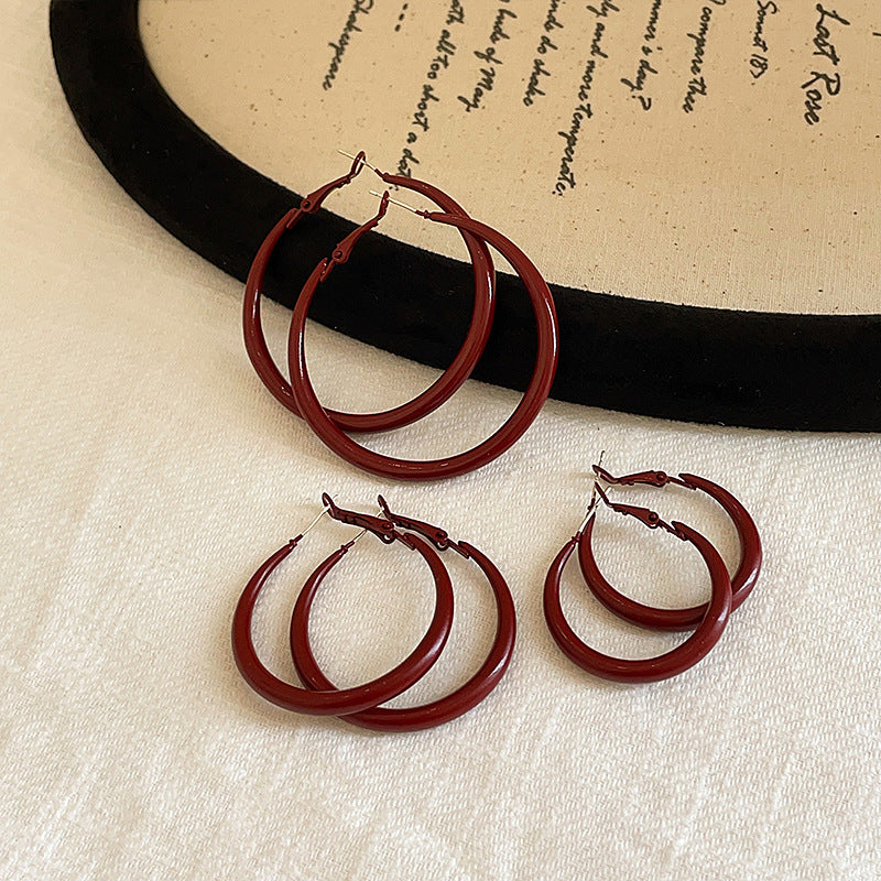 Women's Style Oil Dripping Red Ear Retro Rings