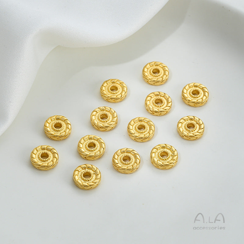 Alluvial Gold Wheel Spacer Beads Copper Jewelry Accessories