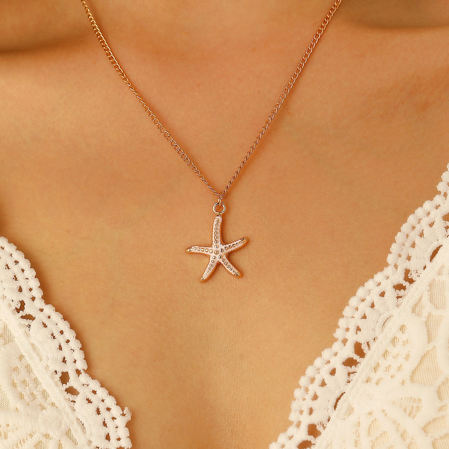 Beach Double Layer Starfish Three-piece Fashion Suit Female Summer Earrings