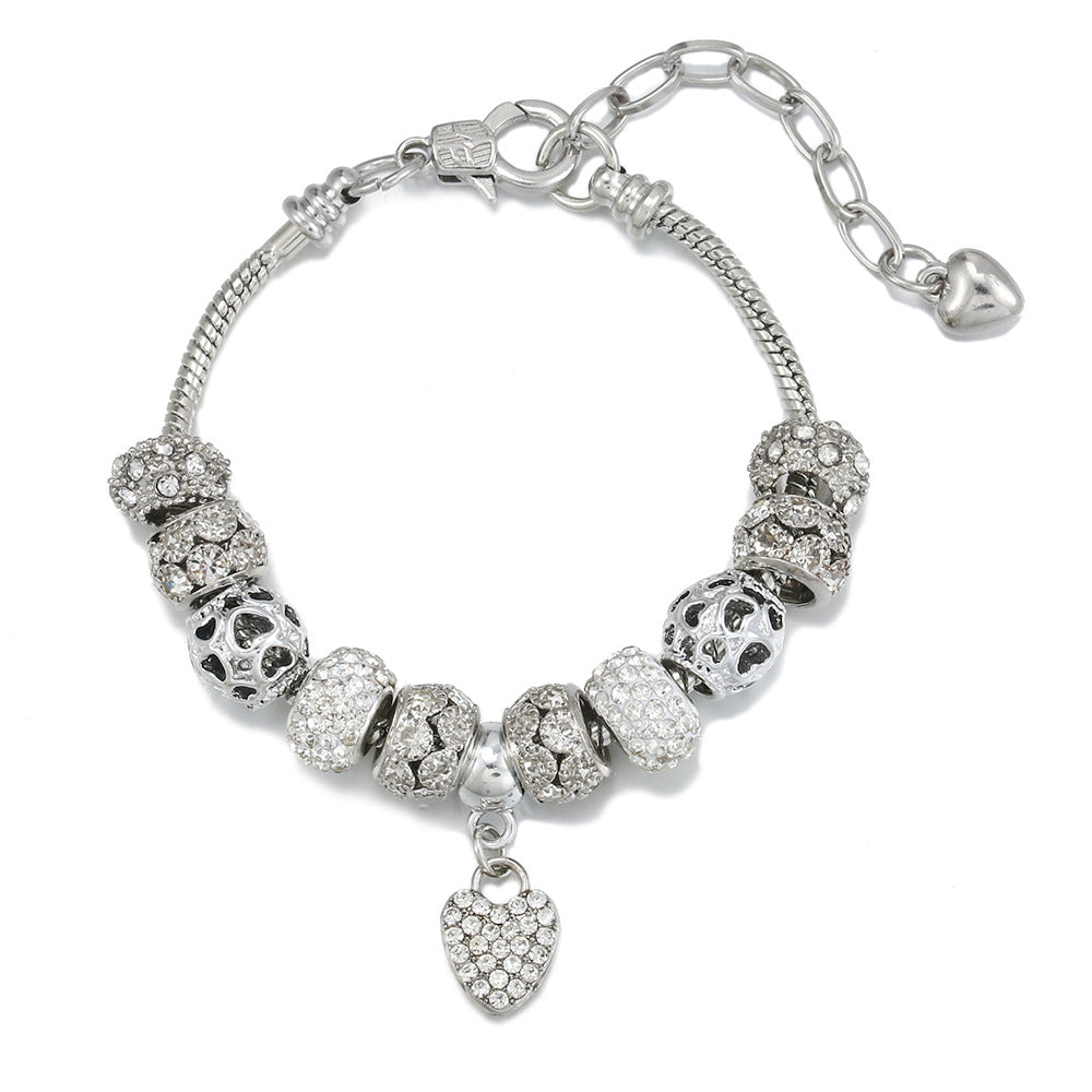 Premium Heart Metal Bead White Beads Bracelets