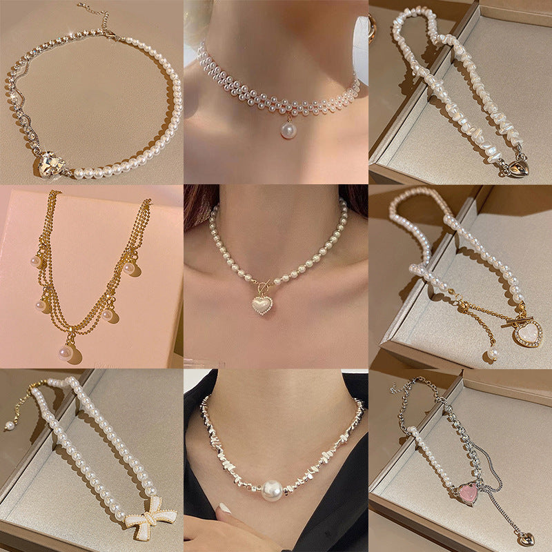 Women's Stitching Heart Clavicle Chain Light Luxury Necklaces
