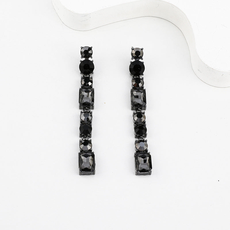 Long Fringe Geometric Crystal Versatile Personality Fashion Earrings