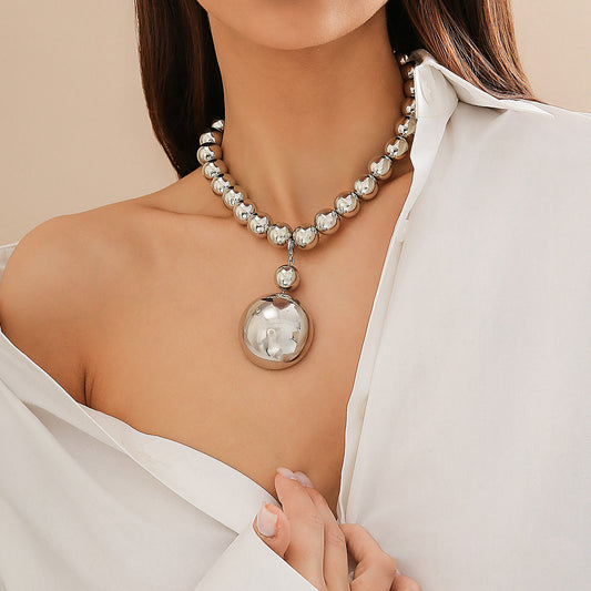 Punk Detachable Metal Semicircle Exaggerated Beaded Necklaces