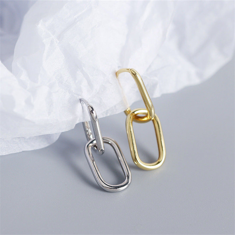 Oval U-shaped Ear Clip Niche Double Design Sense Frosty Style Earrings