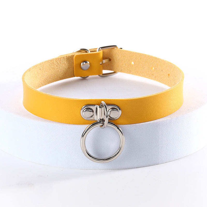 Women's Nightclub Hip Hop Double Leather Neck Collar