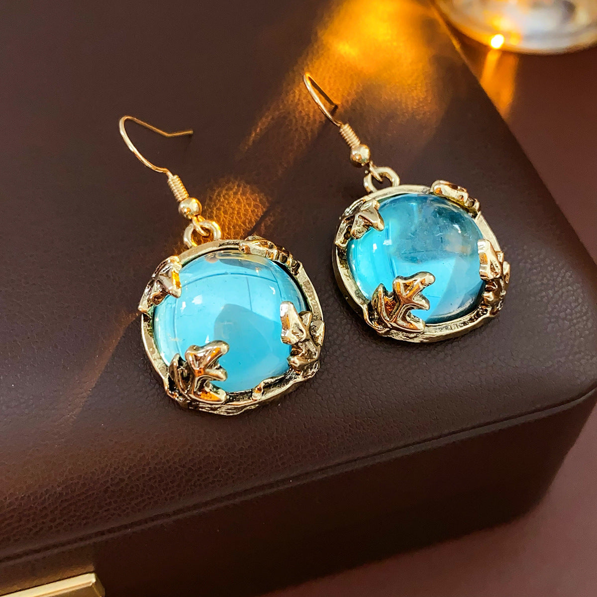 Style Turquoise Blue Diamond Flower Ear Light Luxury Minority Clavicle Necklaces