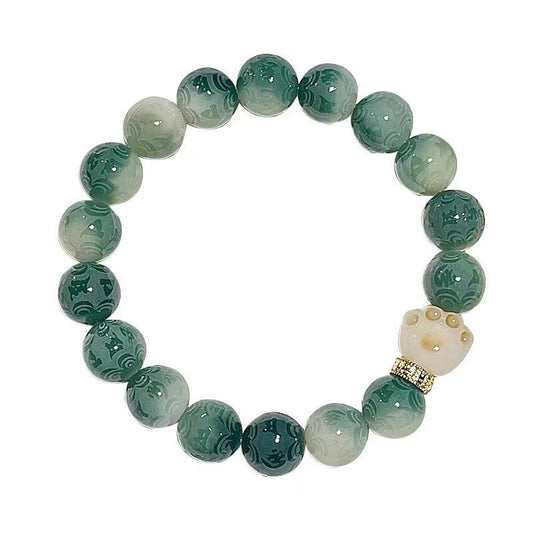 Six Words Mantra Floating Flowers Purple Grape Bracelet