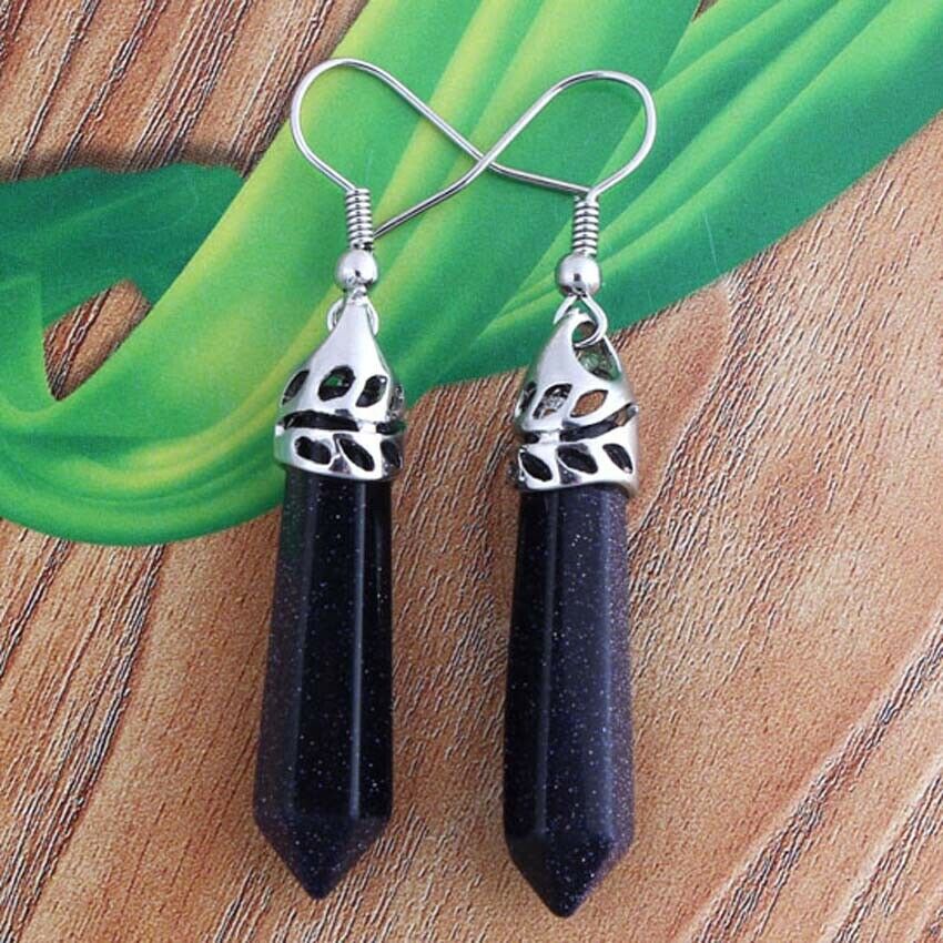 Fashion Personalized Natural Crystal Gemstone Hexagon Earrings