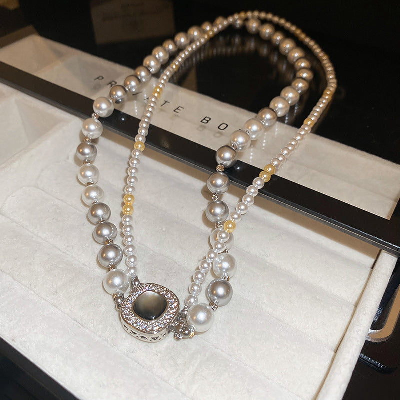 Pearl Twin Clavicle Chain Light Luxury Necklaces