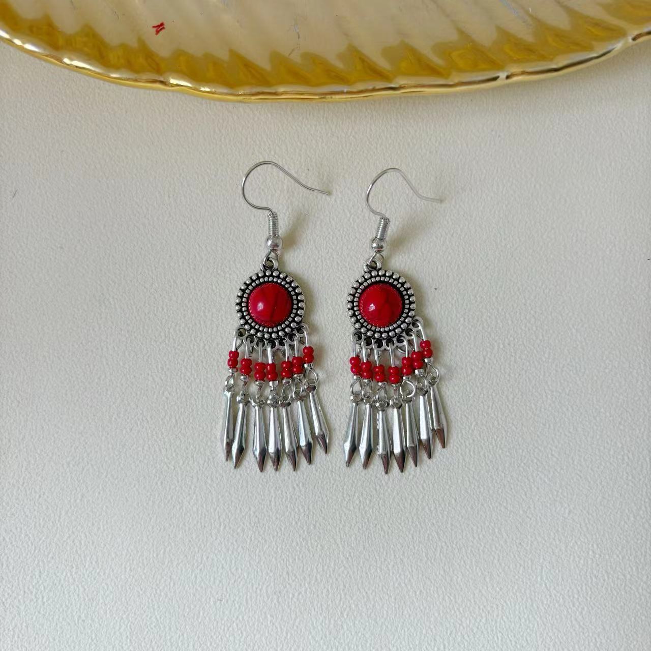 Women's Ethnic Style Yunnan Travel Vacation Retro Tassel Long Miao Sier Earrings