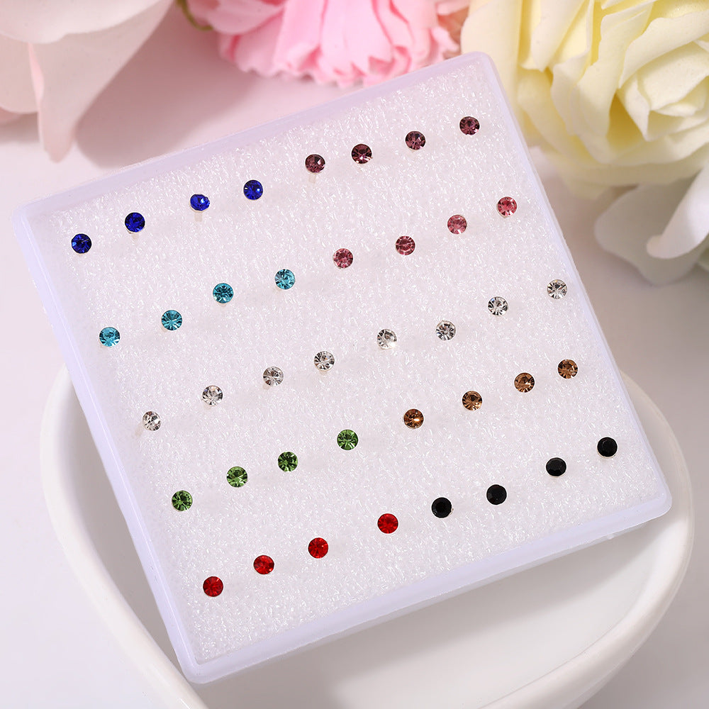 Colorful Resin Niche High-grade Plastic Fashion Rhinestone Auricular Needle Ear Stud Earrings