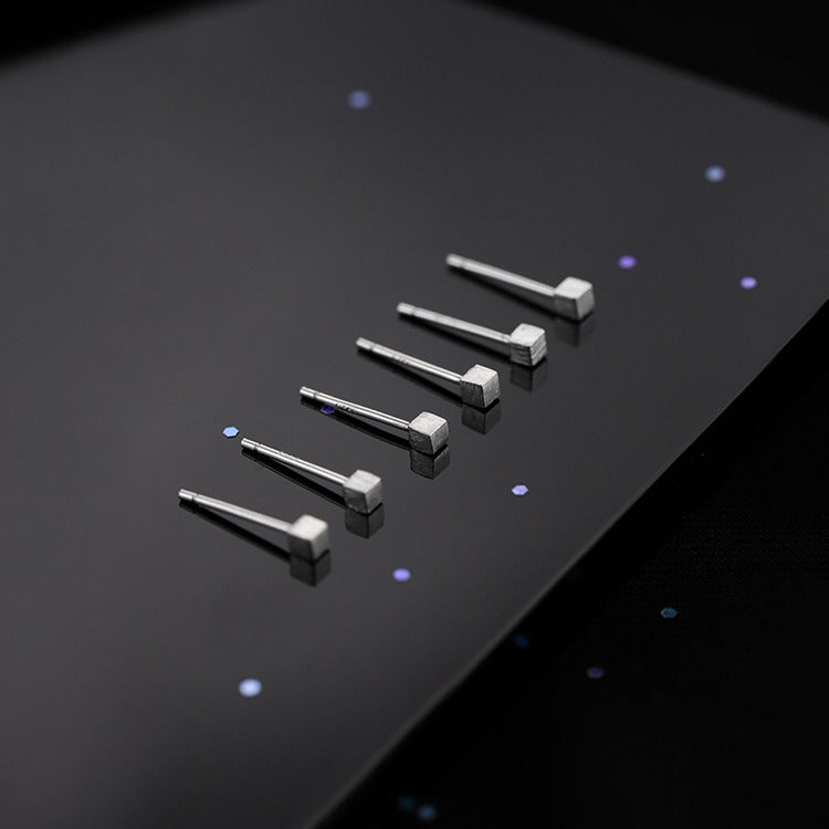 Women's & Men's Sterling Sier Cube Small Ear Trendy Stud Earrings