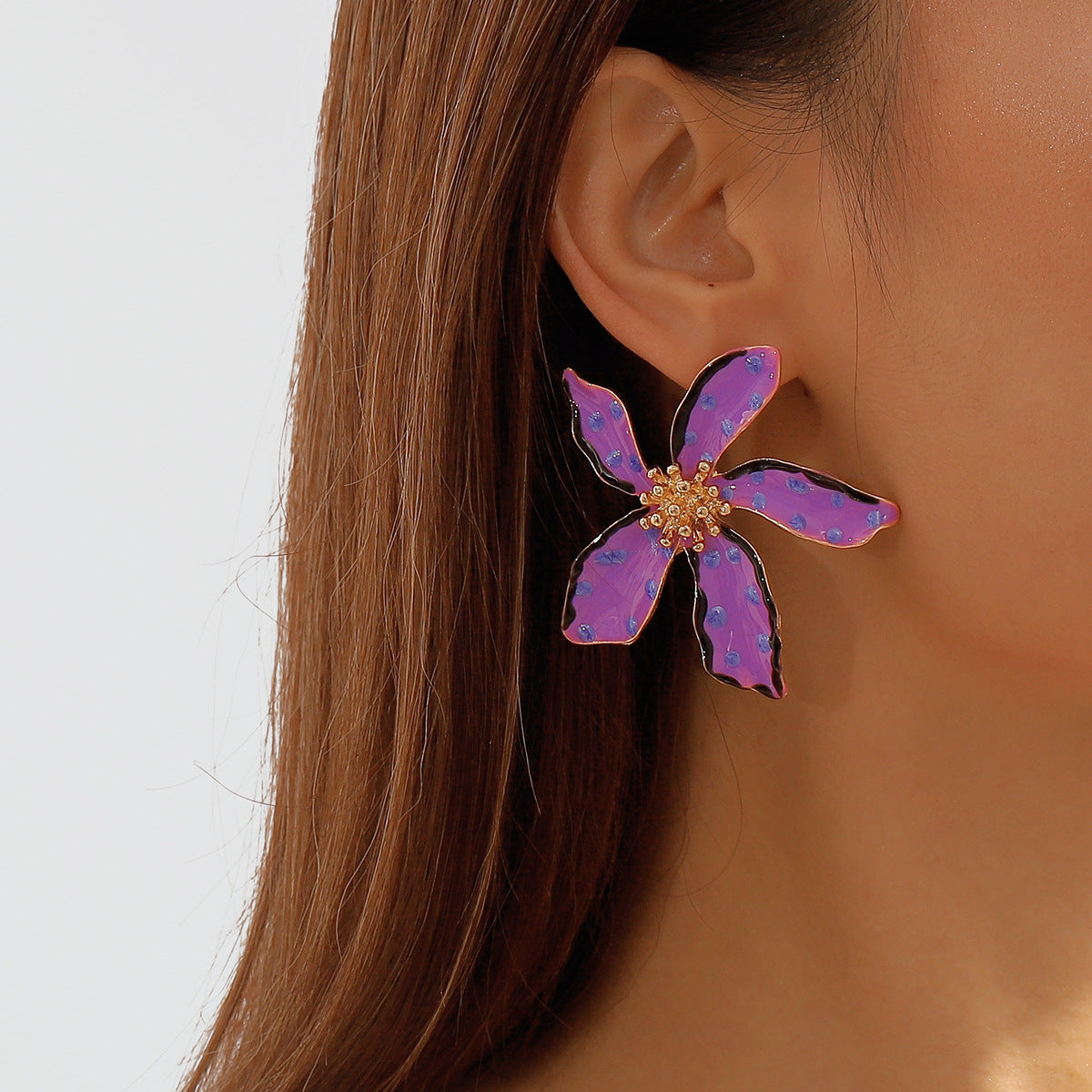 Fashion Unique Exaggerated Personalized Flower Polka Dot High Rings