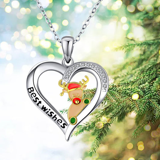 Women's Christmas Gift Fashion Santa Claus Heart Shape Necklaces