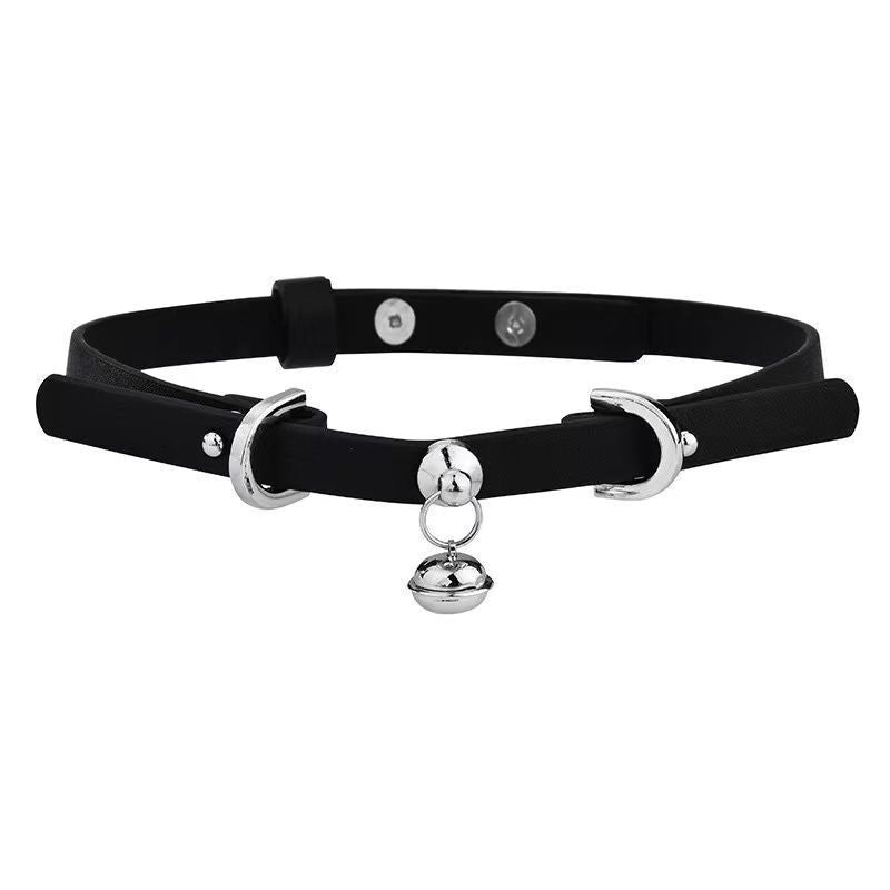 Binaural Little Bell Shape Leather Fashion Short Neck Band Christmas Collar
