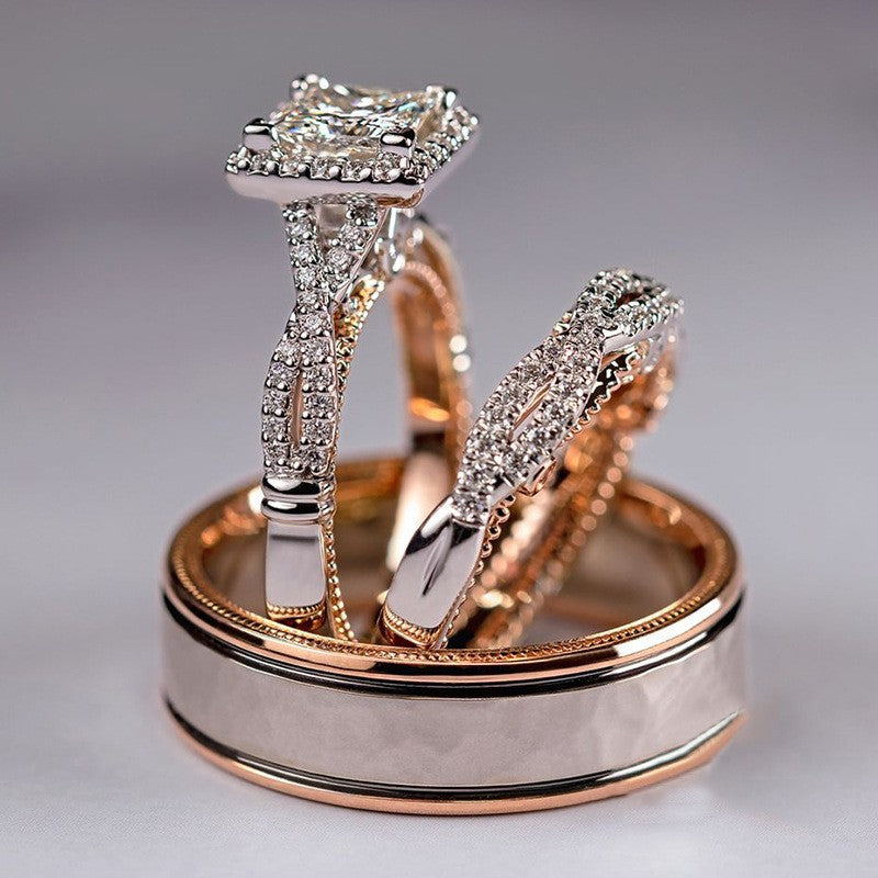 Zircon Full Diamond Female Couple Man's Rings