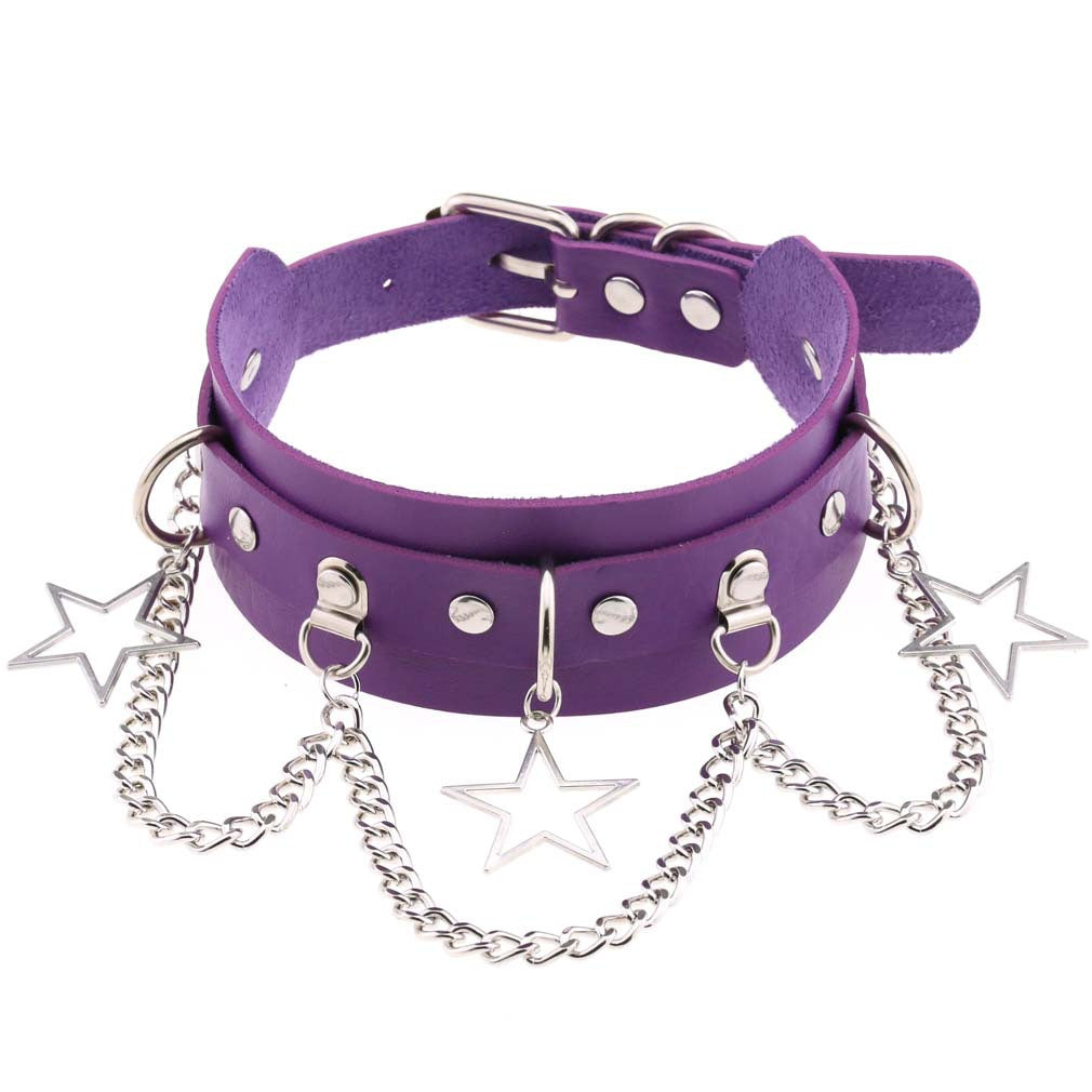 Street Shooting Nightclub Five-pointed Star Chain Clavicle Neck Bandana Collar