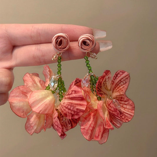 Flower Tassel Super Fairy Retro Atmosphere Earrings