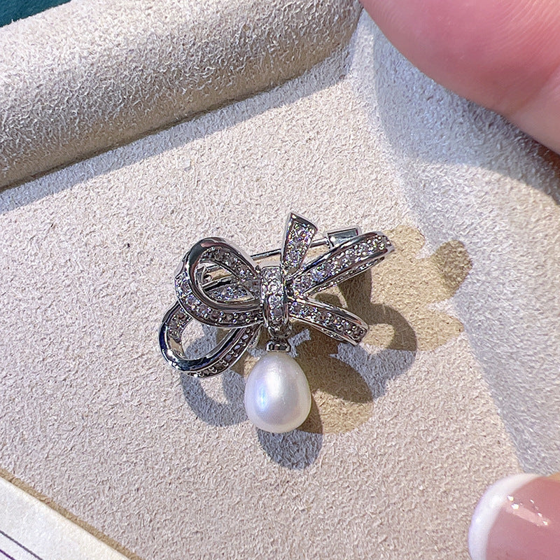 Elegant Bow Pearl Brooch Exquisite Business Corsage Brooches