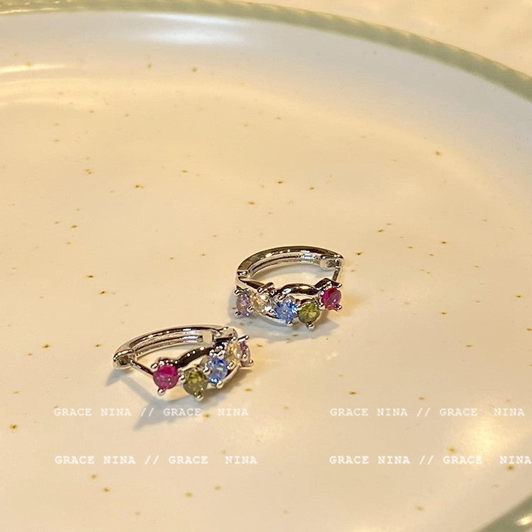 Millennium Hot Colorful Zircon Small Delicate Ear Western Style Female Stud Earrings