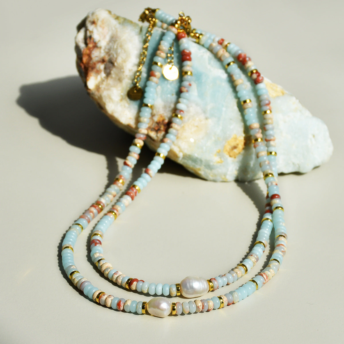 Women's Fashion Stone Light Luxury High-grade Freshwater Pearl Titanium Necklace