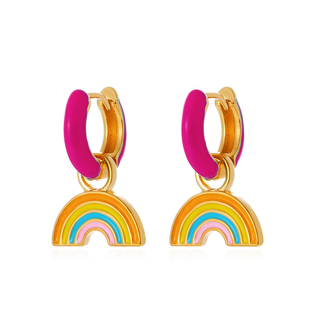 Women's Colorful Oil Shaped Fashion Temperamental Minority Design Geometric Earrings