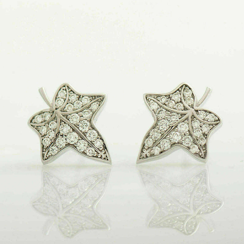 Shi Exquisite Maple Leaf Zircon Temperamental Minority Design Rings
