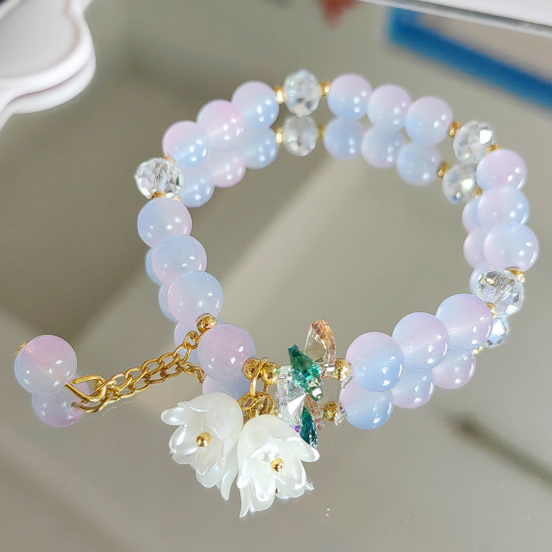 Two-color Lily Female Temperament Small Crystal Bracelet