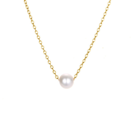 Women's Accessories Simple Pearl Stainless Steel Gold-plated Necklaces