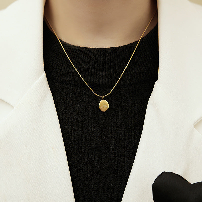 Letter Irregular Round Sweater Chain Simple Dignified Clavicle Female Niche Pendants