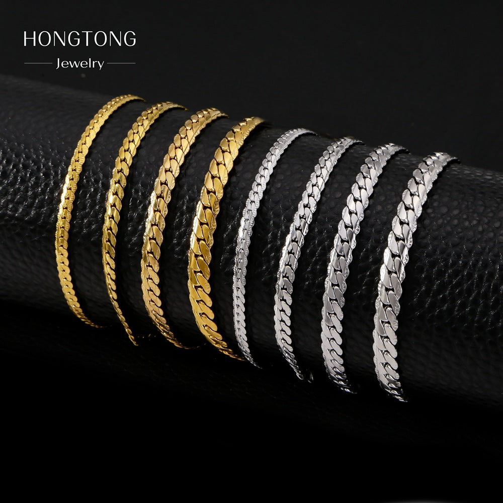 Encrypted Embossed Does Not Fade Niche Personality Electroplated Unisex Bracelet