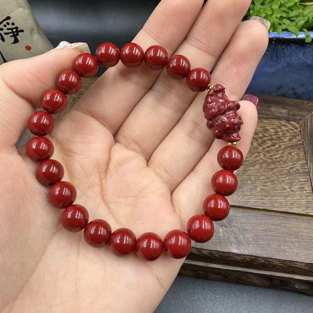 Women's & Men's Cinnabar Purple Gold Sand Single Circle Simple Buddha Beads Light Bracelet