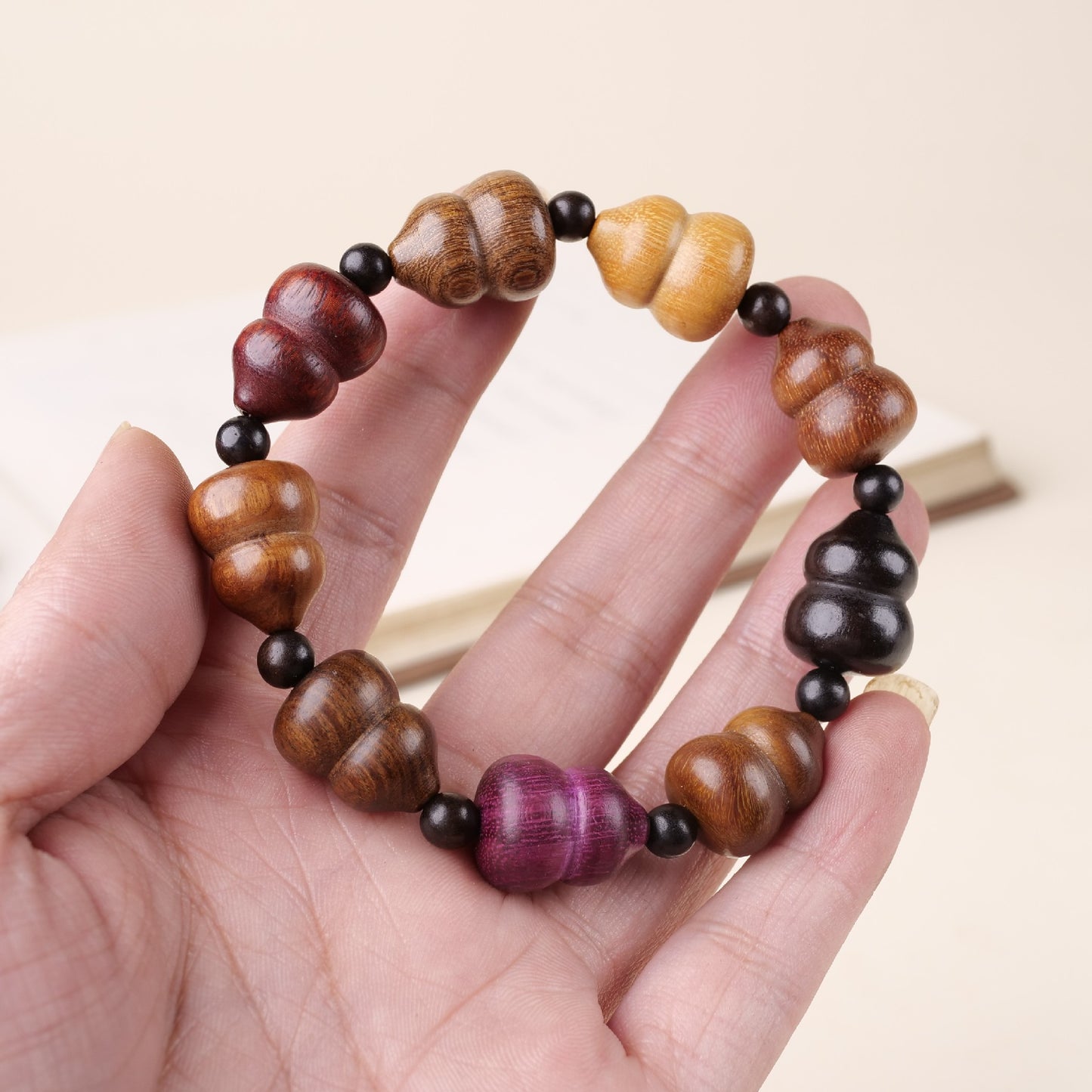 Women's & Men's Gourd Ebony Cultural Artifact Prayer Beads Chinese Style Hand Bracelet