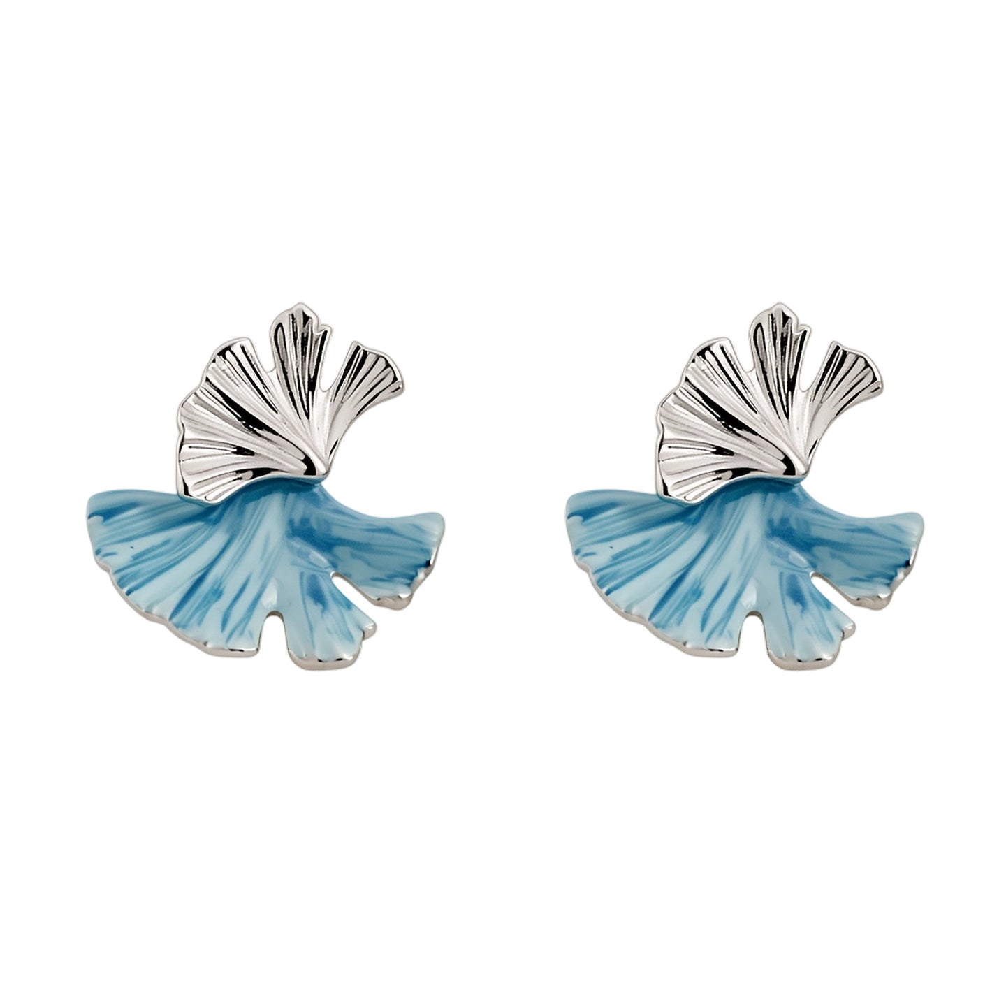 Women's Sier Needle Vacation Style Dripping Oil Fan Shaped Sweet Elegance Rings