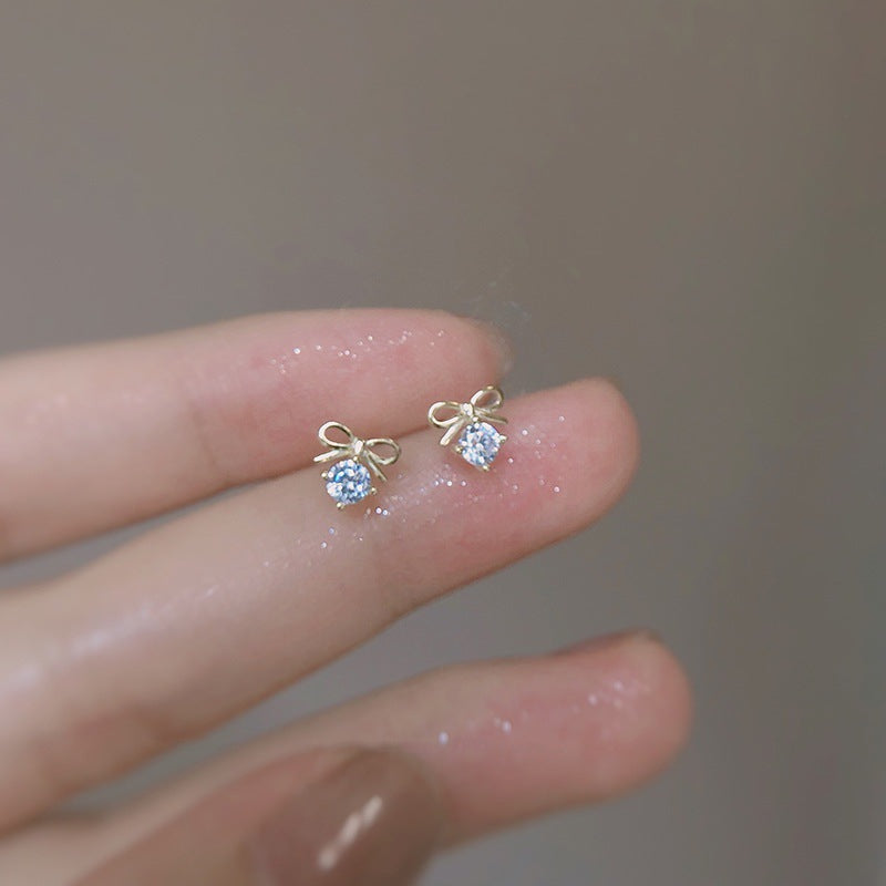 Women's Bow Fashion Zircon Crystal Personalized Sier Earrings