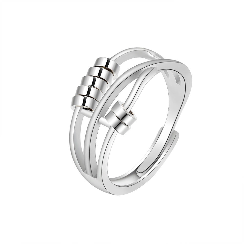 Women's Anxiety Spinning Opening Adjustable Rotating Flower Little Ring
