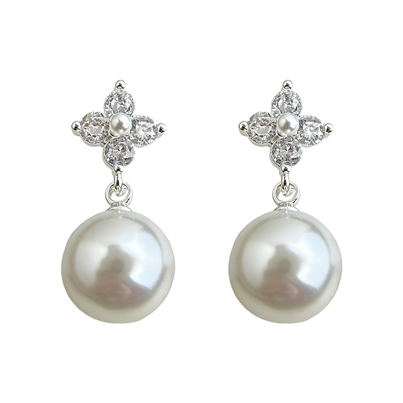 High Sense Affordable Luxury Style Micro Inlaid Zircon Pearl Rings