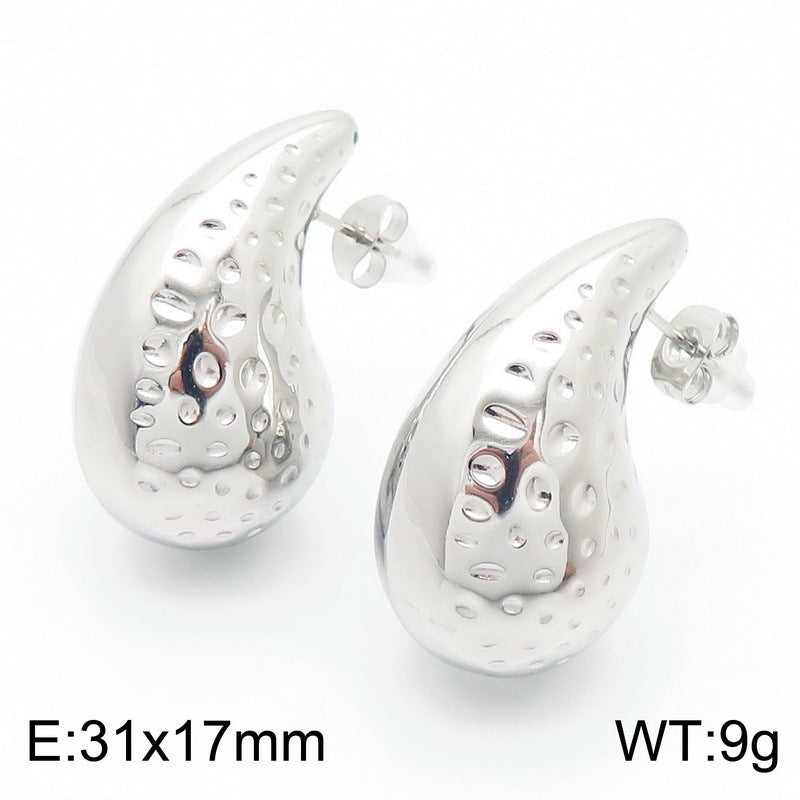 Design Chubby Water Drop Fashion Stainless Earrings