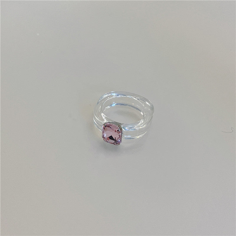 Candy Color Resin Acrylic Gemstone Transparent Rings