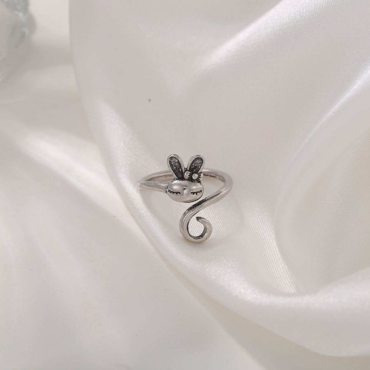 Men's Retro Trendy Sier Open Single Lucky Rings