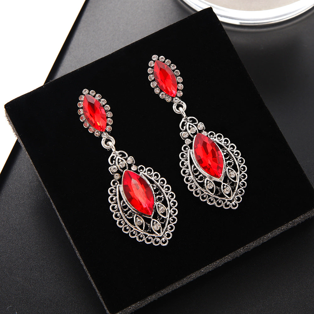 Personality Fashion Alloy Diamond Water-drop Eardrops Retro Earrings