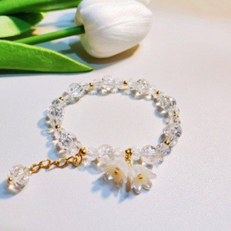 Camellia Little Daisy Crystal Girlfriends Color Glass Chipping Bracelet